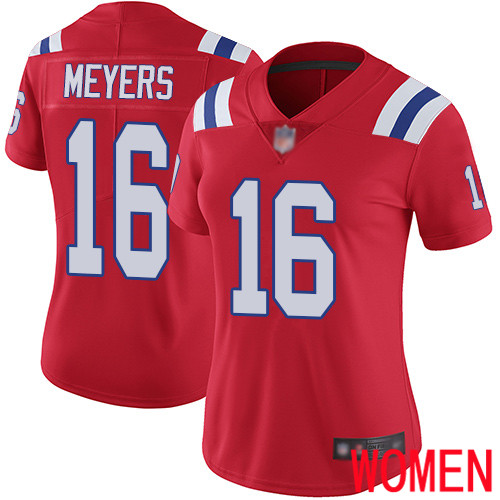 New England Patriots Football #16 Vapor Limited Red Women Jakobi Meyers Alternate NFL Jersey->new england patriots->NFL Jersey